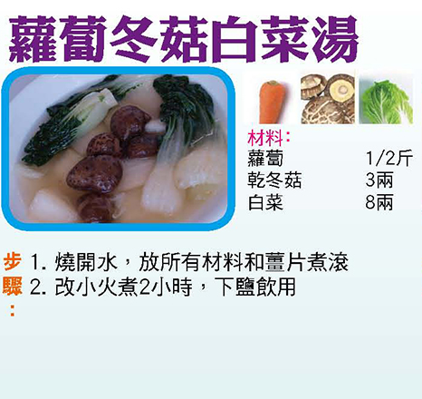 蘿蔔冬菇白菜湯