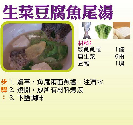 生菜豆腐魚尾湯