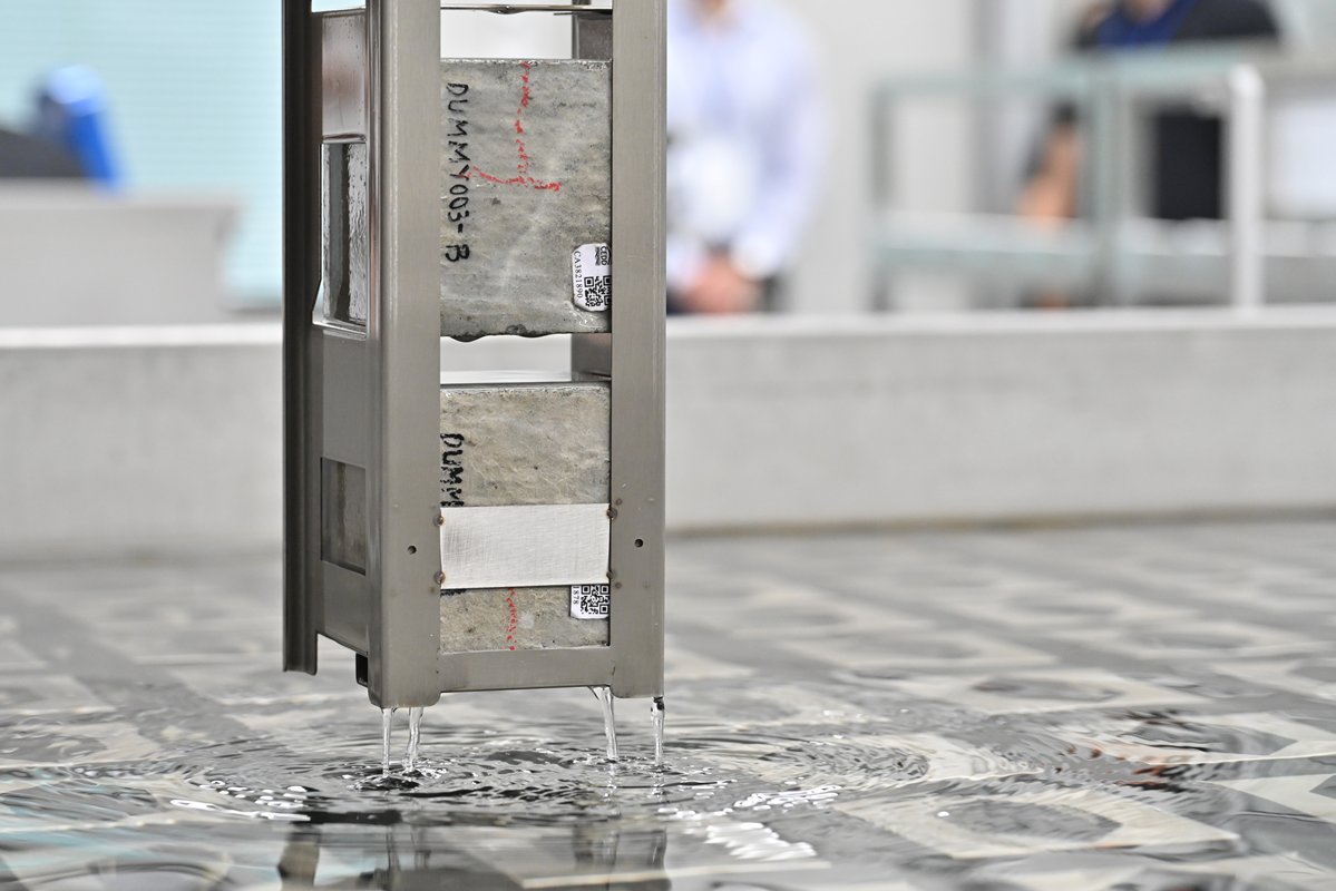妥善存放:  系統四個護養水缸可存放1.2萬個混凝土磚樣本，由無線射頻識別技術紀錄存放位置。