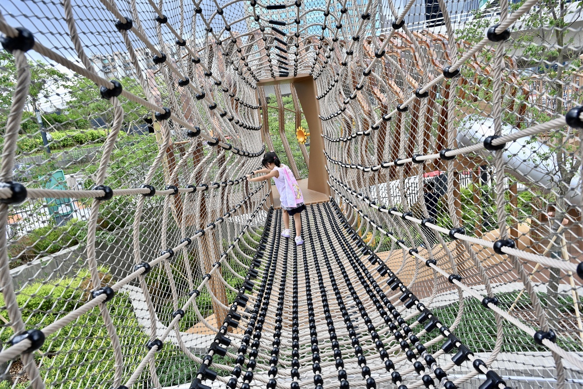 居高臨下:  小孩子爬上樹屋可俯瞰整個公園，更可暢玩長滑梯，俯衝而下。