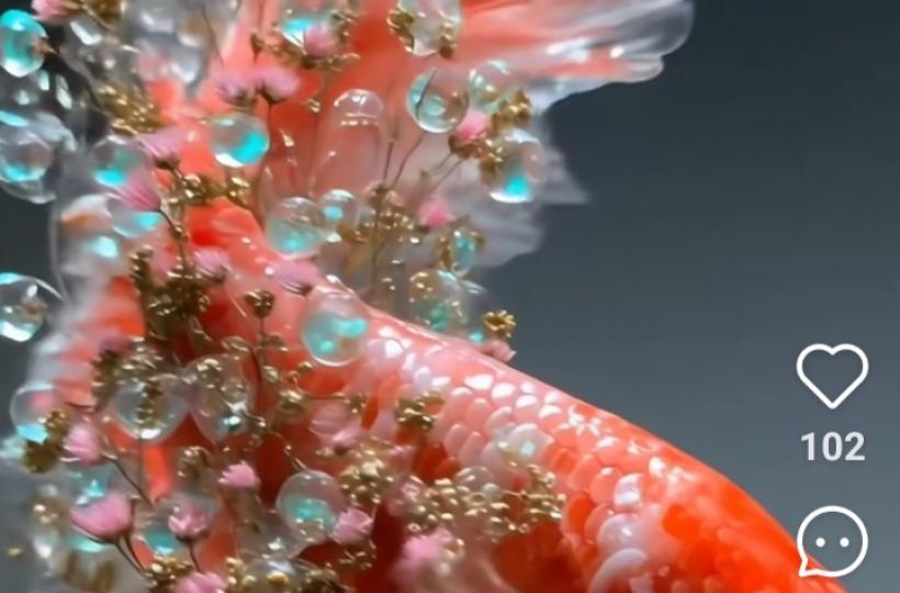 斗魚與花朵和宝石的結合...