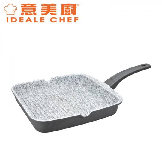 意美廚 Rock 花崗石紋易潔廚具系列 28CM單柄方型煎鍋