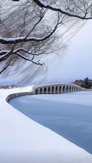 意境之美·北京颐和园美丽的雪景...