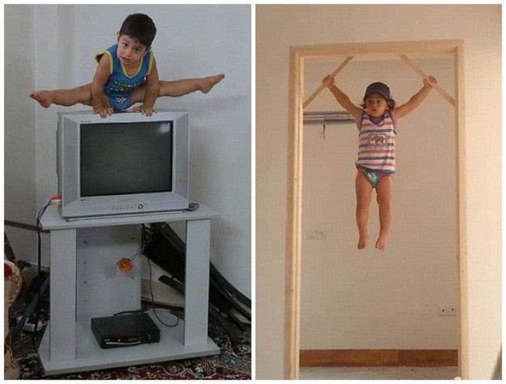 伊朗體操神童阿拉特在
二歲時就能做出空翻一
字馬和吊環360度轉體
等高難度動作...