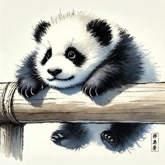 悠閒躺平的熊貓寶寶......