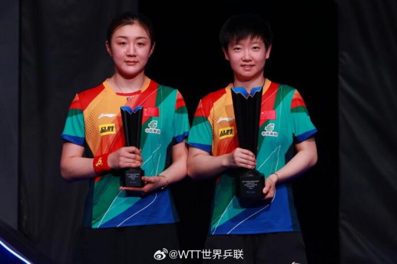 Chinese paddler Sun Yingsha(R) remains at the top position in women's singles, the latest world rank...