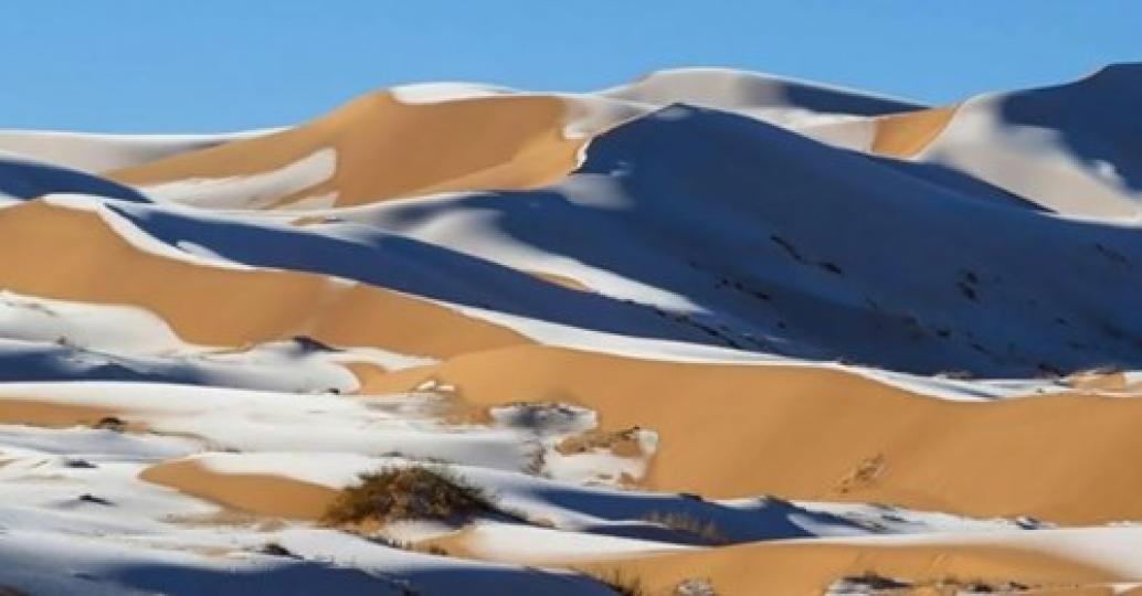 最熱曾達到50度高溫的沙漠，居然下起白雪
每張照片都好不真實...