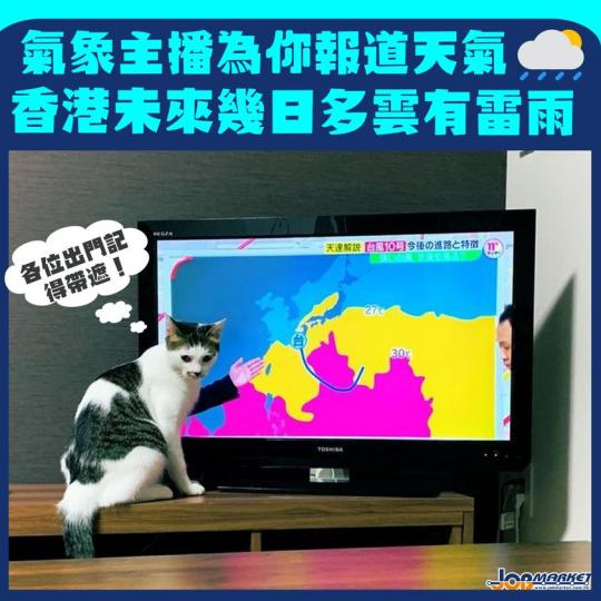 受低壓槽影響，香港未來一連幾日多雲有雷雨...