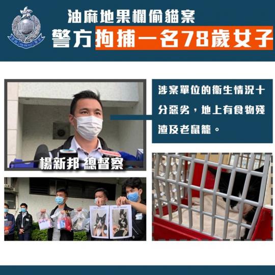 【 警方拘捕一女 • 牽涉油麻地果欄爆竊案 】
警方翻查閉路電視及分析線報後﹐成功鎖定一名女子，並於(11月26日)，以「殘酷對待動物」及「爆竊」罪將她拘捕。她涉嫌在11月17日伸手入其中一間位於果欄...