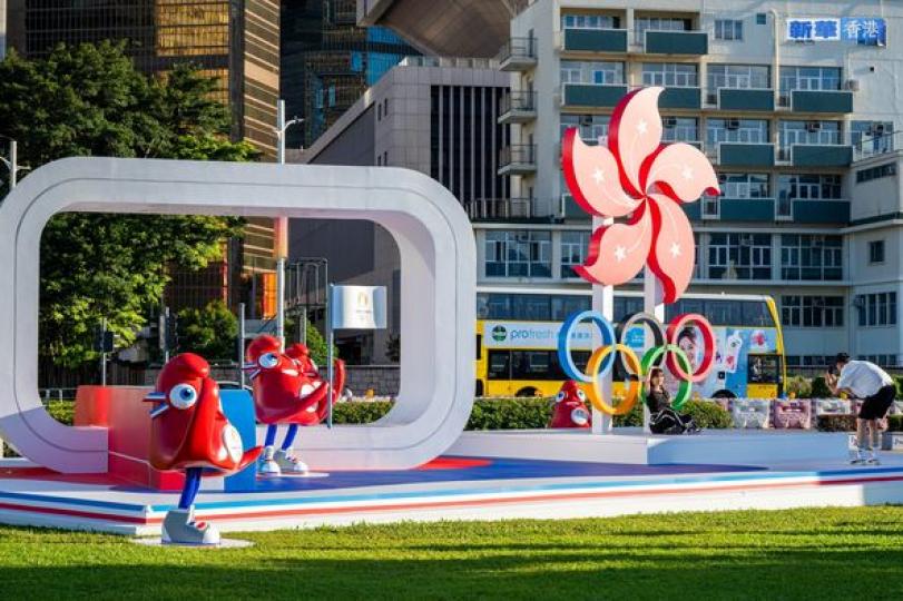香港金鐘添馬公園奧運主題裝置揭幕...