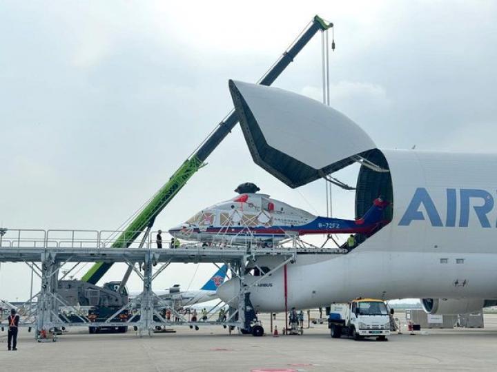 An Airbus Beluga, one of the world's largest cargo planes...
