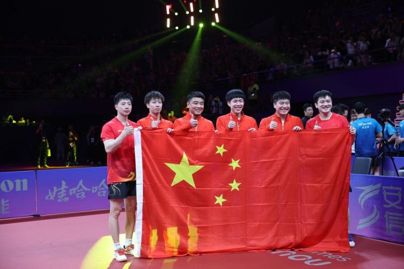 Wang Chuqin, Fan Zhendong, and Ma Long smashed South Korea 3-0 to secure the eighth consecutive men'...