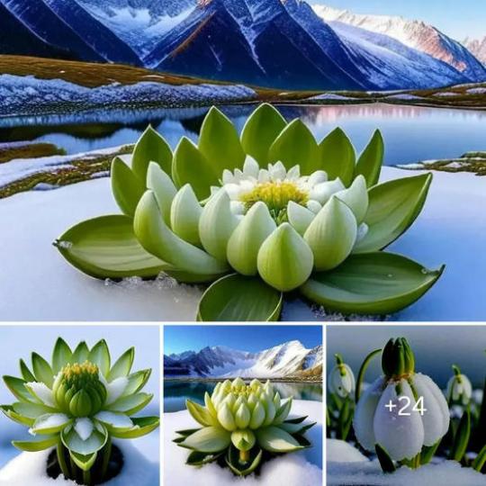 Beautiful Tibetan lotus blossoms once every seven years in snowy highlands, making this a гагe sight...