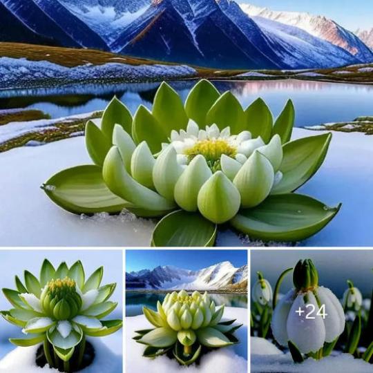 Beautiful Tibetan lotus blossoms once every seven years in snowy highlands, making this a гагe sight... Beautiful Tibetan lotus blossoms once every seven years in snowy highlands, making this a гагe sight...