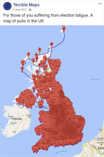 看看英國所有的酒吧位置分布圖...