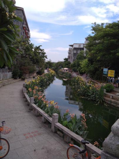 广州黄埔古港古村历史文化景区之一河两岸景色...