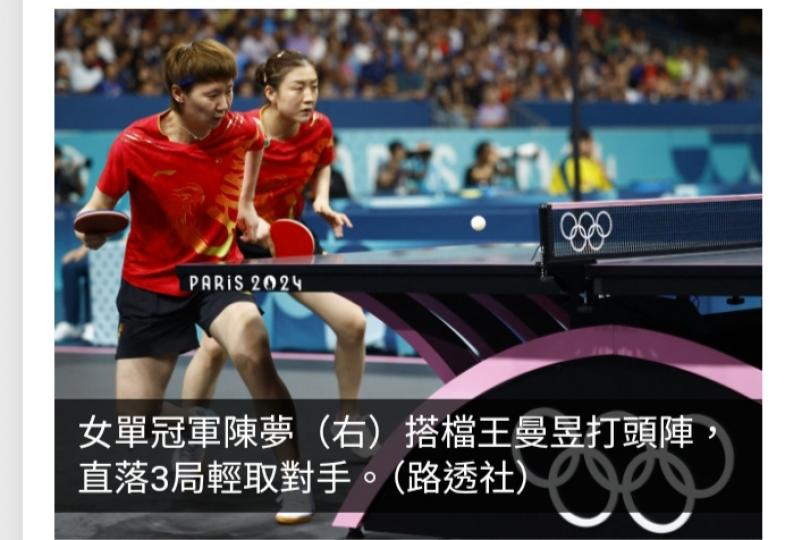 巴黎奧運直擊｜女子乒乓團體賽國家隊3:0輕勝埃及晉八強...