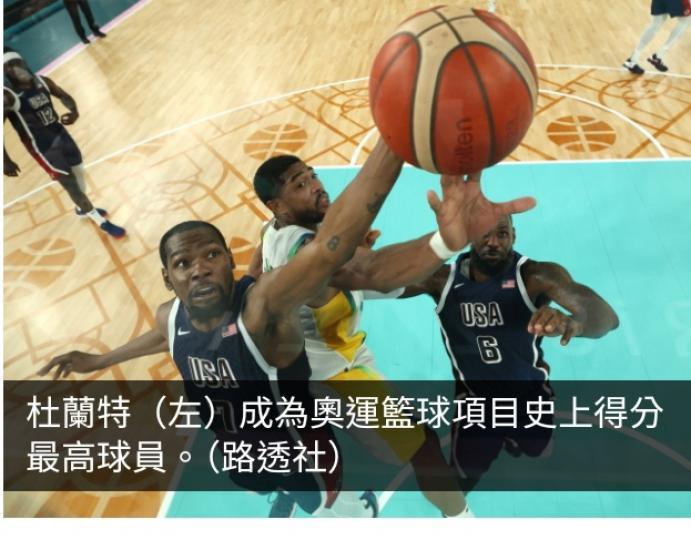 巴黎奧運直擊｜杜蘭特成奧運籃球史上得分最高球員...