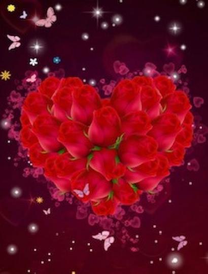 火紅的心
紅玫瑰花組成的心型，加上美麗的背景，十分熱情浪漫。...