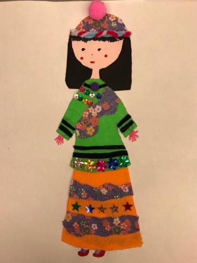 小數民族
孫女最感興趣小數民族的服裝，昨天設計了一套色彩鮮艷的服裝，還加了閃閃發光的珠片飾物，十分美麗。...