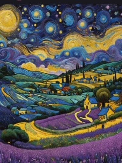 星空下的薰衣草很有梵高的風格。...