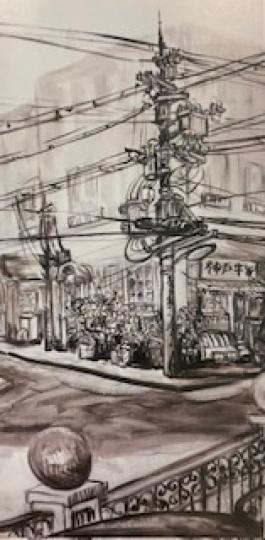 日本大坂街景
在大坂某店吃過神戶牛柳非常好吃，印象非常深刻，把這印象用畫記錄下來。...