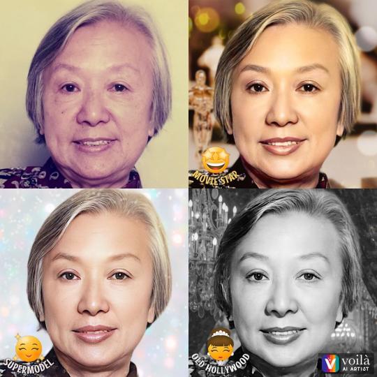 美顏程式

我把八十多歲媽媽的原照用美顏程式，使她搖身一變成三個不同的形象，她看後笑逐顏開。...
