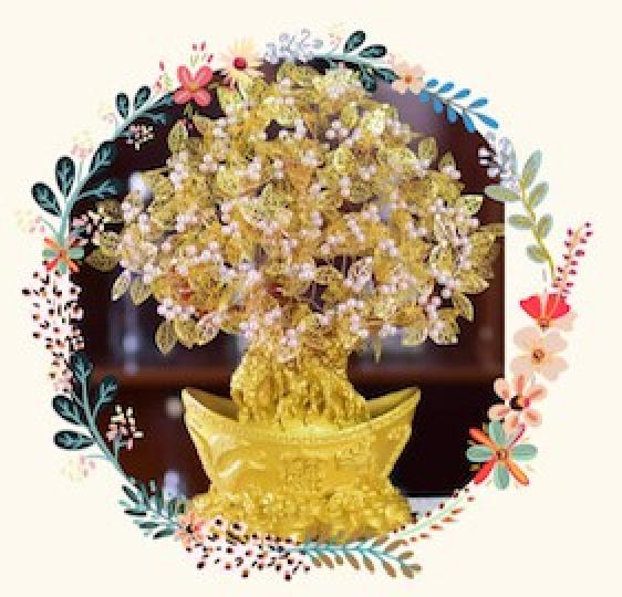發財樹
這發財樹飾物是由金葉和珠子串成的，金光閃閃，十分高貴。...