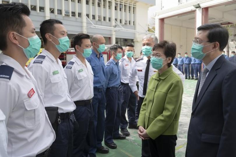 特首訪消防處和金鐘道政府合署 特首訪消防處和金鐘道政府合署