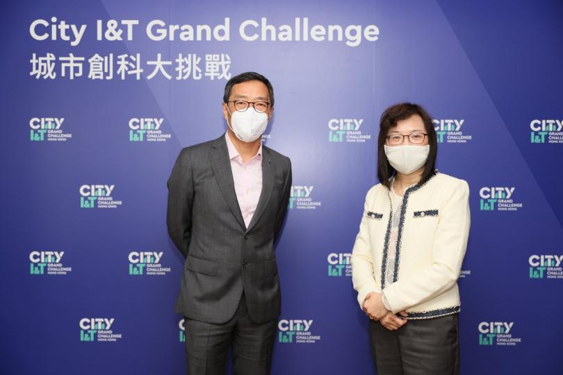 集思廣益: 創新科技署署長潘婷婷(右)主持城市創科大挑戰網上傳媒簡報會,介紹比賽內容。 集思廣益: 創新科技署署長潘婷婷(右)主持城市創科大挑戰網上傳媒簡報會,介紹比賽內容。