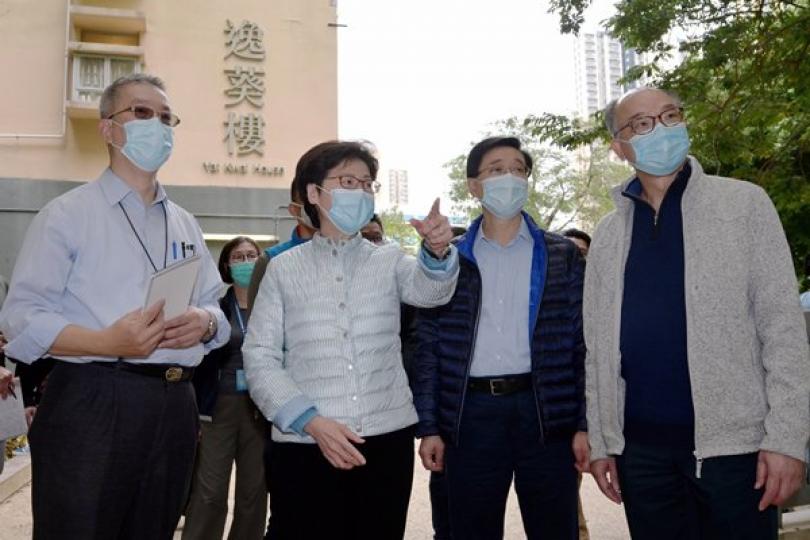 特首視察葵涌邨圍封強檢行動 特首視察葵涌邨圍封強檢行動