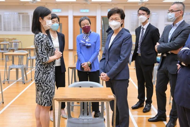 特首視察文憑試考場防疫安排 特首視察文憑試考場防疫安排