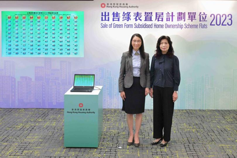 電腦攪珠: 黃碧如(左)主持攪珠儀式。 電腦攪珠: 黃碧如(左)主持攪珠儀式。