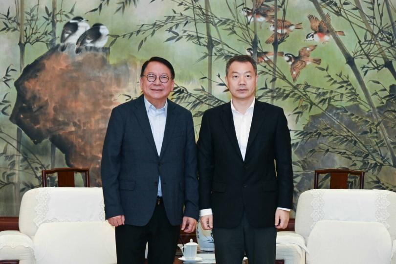 加強合作:  陳國基（左）與陳傑會面。