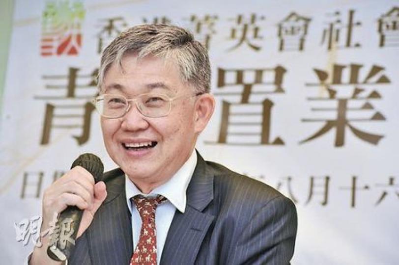 中原集團主席施永青認為樓價急升因為外來資金，故建議特別興建一些中小型單位只准港人購買。（葉漢華攝）