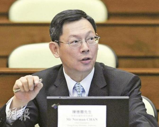 金管局總裁陳德霖指資產泡沫風險升溫，會觀察情况決定是否再出招，但他稱肯定不會將港元及美元脫鈎，因為只會令更多熱錢流入香港。（劉焌陶攝）（明報製圖）