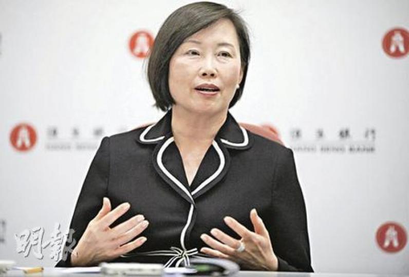 恒生在中國整體投資逾90億元。恒生中國副董事長兼行政總裁薛關燕萍表示，今明兩年總收入將會有雙位數增長。（何家達攝）