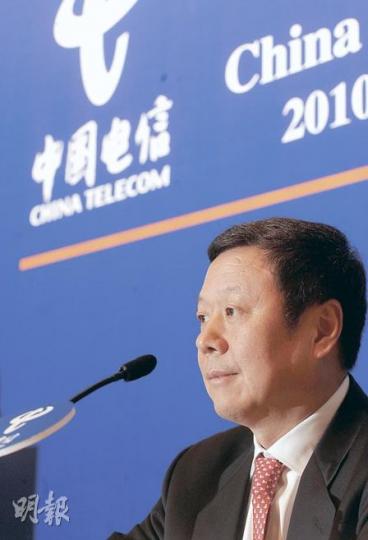 中國電信董事長王曉初昨表示，中電信今年首兩月新增用戶中，3G用戶佔48%，希望全年新增用戶中，3G用戶佔比可達五成。（劉焌陶攝）