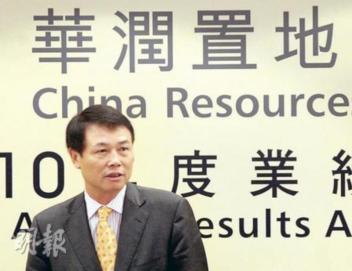 潤地主席王印表示，集團今年47個項目中，17個不侖於限購範圍，目前所見，限購城市成交下跌四至五成。（朱永倫攝）
