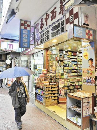 消委會公布兩間涉及售賣偽冒藥物案件的店舖資料,其中一間是位於銅鑼灣景隆街的信泰中西藥房,該藥房使用偽造的威而鋼商標。(余俊亮攝) 消委會公布兩間涉及售賣偽冒藥物案件的店舖資料,其中一間是位於銅鑼灣景隆街的信泰中西藥房,該藥房使用偽造的威而鋼商標。(余俊亮攝)