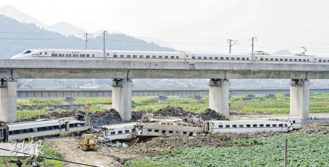 事發地點昨晨近7時恢復通車,但車速明顯較慢。圖為列車駛過早前追撞事故的殘骸。(劉焌陶攝)由太姥山往溫州的動車搭客張小姐,指對列車安全仍有少少擔心。(劉焌陶攝)由溫州往寧波東的動車搭客陳先生相信,經過檢查後,動車將是安全的。(劉焌陶攝) 事發地點昨晨近7時恢復通車,但車速明顯較慢。圖為列車駛過早前追撞事故的殘骸。(劉焌陶攝)由太姥山往溫州的動車搭客張小姐,指對列車安全仍有少少擔心。(劉焌陶攝)由溫州往寧波東的動車搭客陳先生相信,經過檢查後,動車將是安全的。(劉焌陶攝)