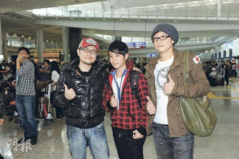 《那些年》導演九把刀（左起）昨午與演員林暉閔、柯宇綸來港出席影視展。（攝影﹕鍾偉茵）