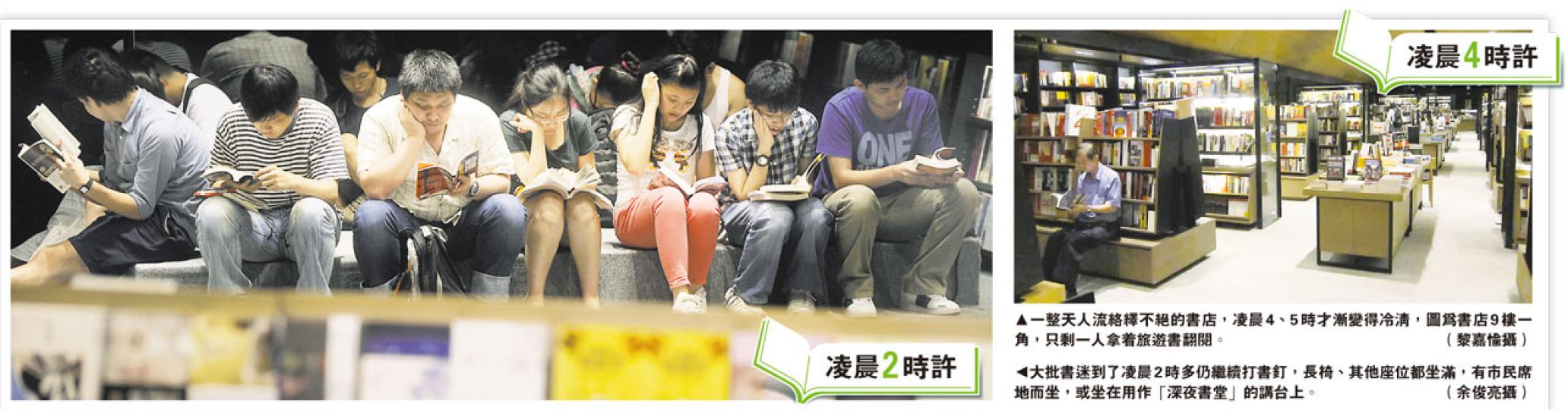 (明報製圖) 蘇先生(右二)與弟弟兩家八口,遠道由屯門前往銅鑼灣打書釘。(余俊亮攝) 在秀茂坪家中出發到銅鑼灣夜讀的羅太與兩女兒,晚上11時許到場,計劃通宵看書,精神飽滿,三人大讚書店裝潢及書種豐富。(余俊亮攝) 至凌晨1時多,姊姊仍專注看着手中故事書,但妹妹開始不敵睡意,忍不住打呵欠。(黎嘉愉攝) (明報製圖) 蘇先生(右二)與弟弟兩家八口,遠道由屯門前往銅鑼灣打書釘。(余俊亮攝) 在秀茂坪家中出發到銅鑼灣夜讀的羅太與兩女兒,晚上11時許到場,計劃通宵看書,精神飽滿,三人大讚書店裝潢及書種豐富。(余俊亮攝) 至凌晨1時多,姊姊仍專注看着手中故事書,但妹妹開始不敵睡意,忍不住打呵欠。(黎嘉愉攝)