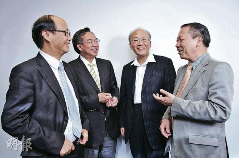 立法會工程界候選人黎廣德(左起)、盧偉國、陸宏廣及何鍾泰昨日出席《明報》選舉論壇,政見有別的4人互相對質時都斯文客氣。(鄧宗弘攝) (明報製圖) 立法會工程界候選人黎廣德(左起)、盧偉國、陸宏廣及何鍾泰昨日出席《明報》選舉論壇,政見有別的4人互相對質時都斯文客氣。(鄧宗弘攝) (明報製圖)