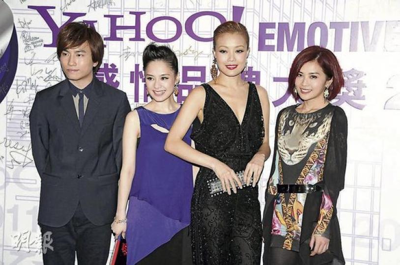 羅力威（左起）、阿嬌、容祖兒及阿Sa前晚一起出席頒獎禮。（攝影﹕孫華中）