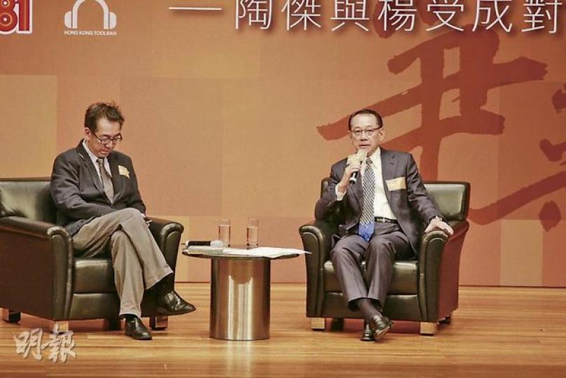 楊受成推出自傳後獲不少朋友讚賞。（攝影/記者﹕林祖傑） 英皇高層吳雨、霍汶希到場撐老闆楊受成。（攝影/記者﹕林祖傑）