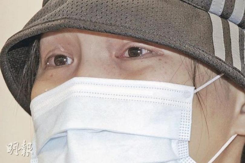 曾3次經歷流產之痛的鄒太，兒子出生後證實腦骨折，現仍在深切治療部，她昨聲淚俱下稱「好想接BB返屋企」。（郭慶輝攝）