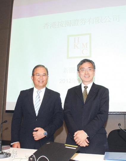 按證公司連出3招以增加逆按揭吸引力。左為執行董事彭醒棠，右為總裁劉怡翔。（陳淑安攝）