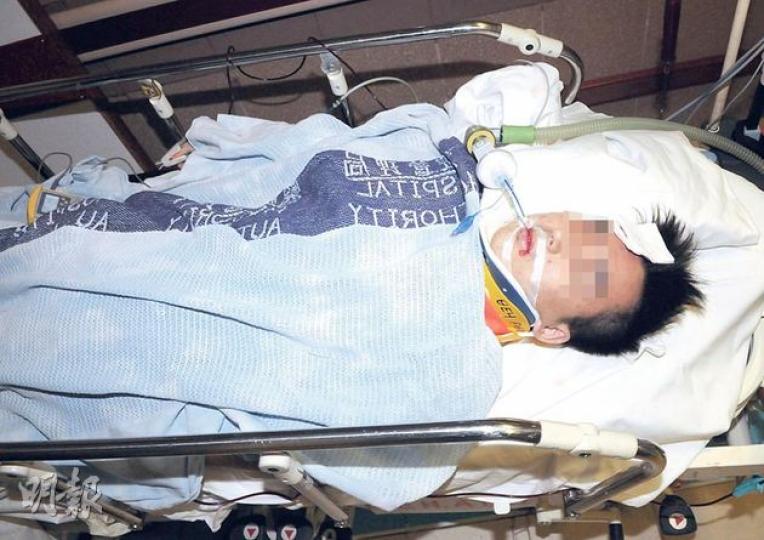 疑不堪功課壓力患精神病的科大三年級學生何×裕，昨日凌晨趁家人熟睡後攀窗墮樓重傷，送院搶救後命危。（蔡方山攝） （明報製圖）