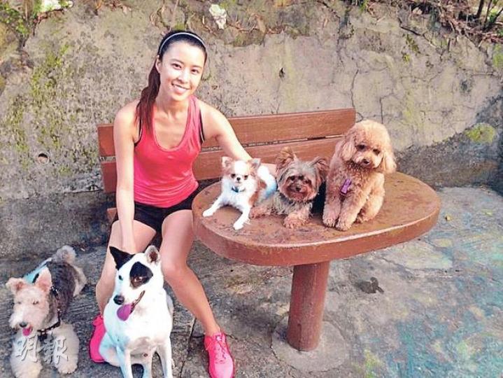 陳逸璇與愛犬一起跑步練氣，希望以最佳狀態現身音樂會。（攝影/記者：葉靜文）